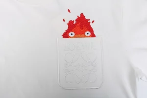 Loewe Calcifer Embroidered Pocket T-Shirt White Front Print