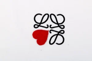 Loewe Heart Detail Anagram Logo Embroidered Cotton T-Shirt White Brand