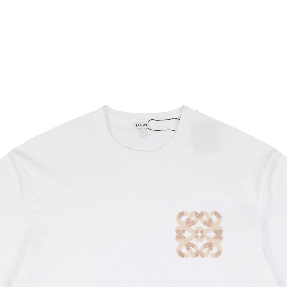 Loewe Plush Anagram Logo Embroidered Cotton T-Shirt White