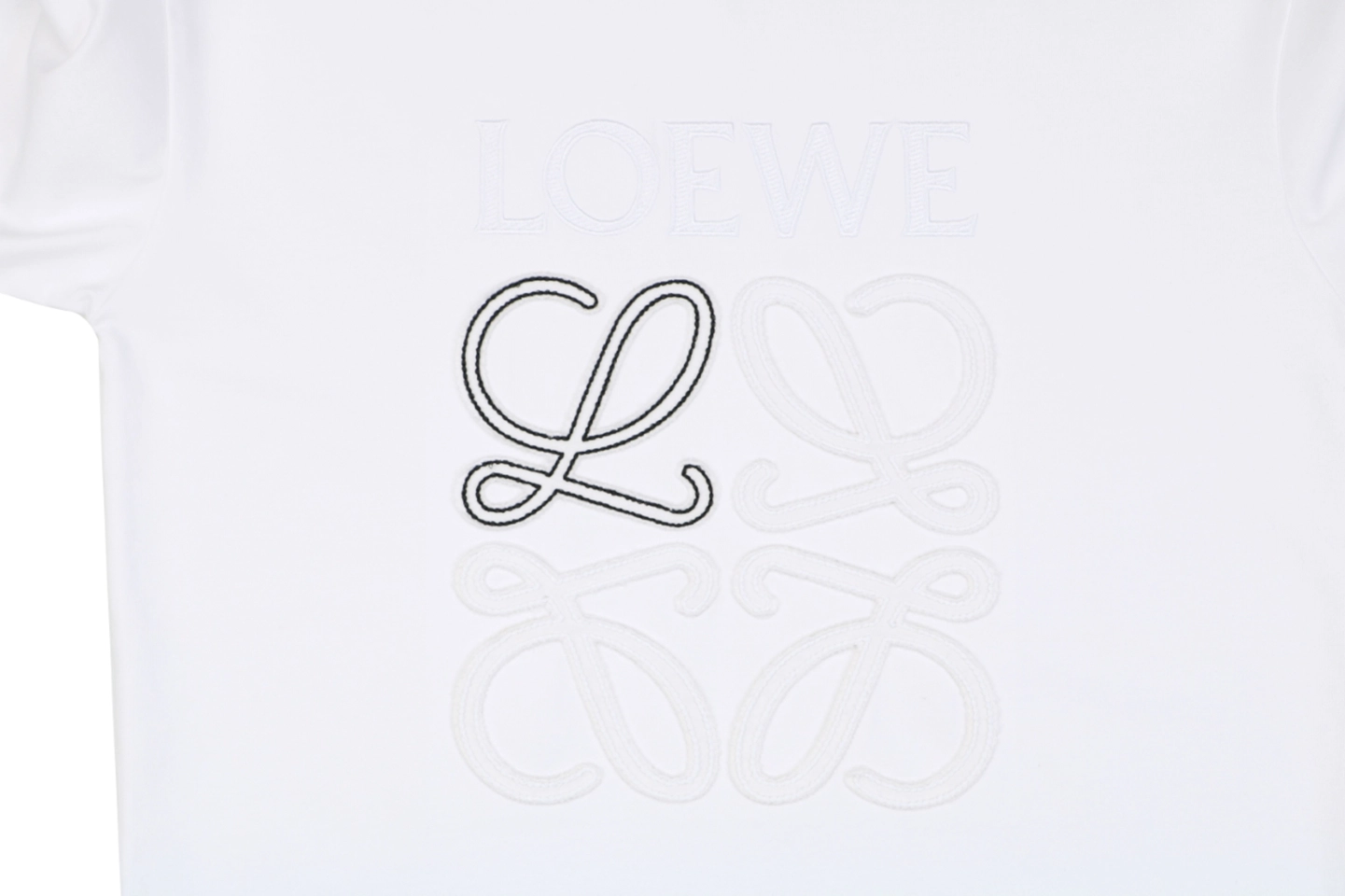 Loewe Two-Tone Layered Anagram Embroidered T-Shirt White