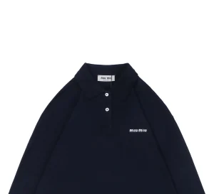 Miu Miu Logo Embroidered Cotton Polo Shirt