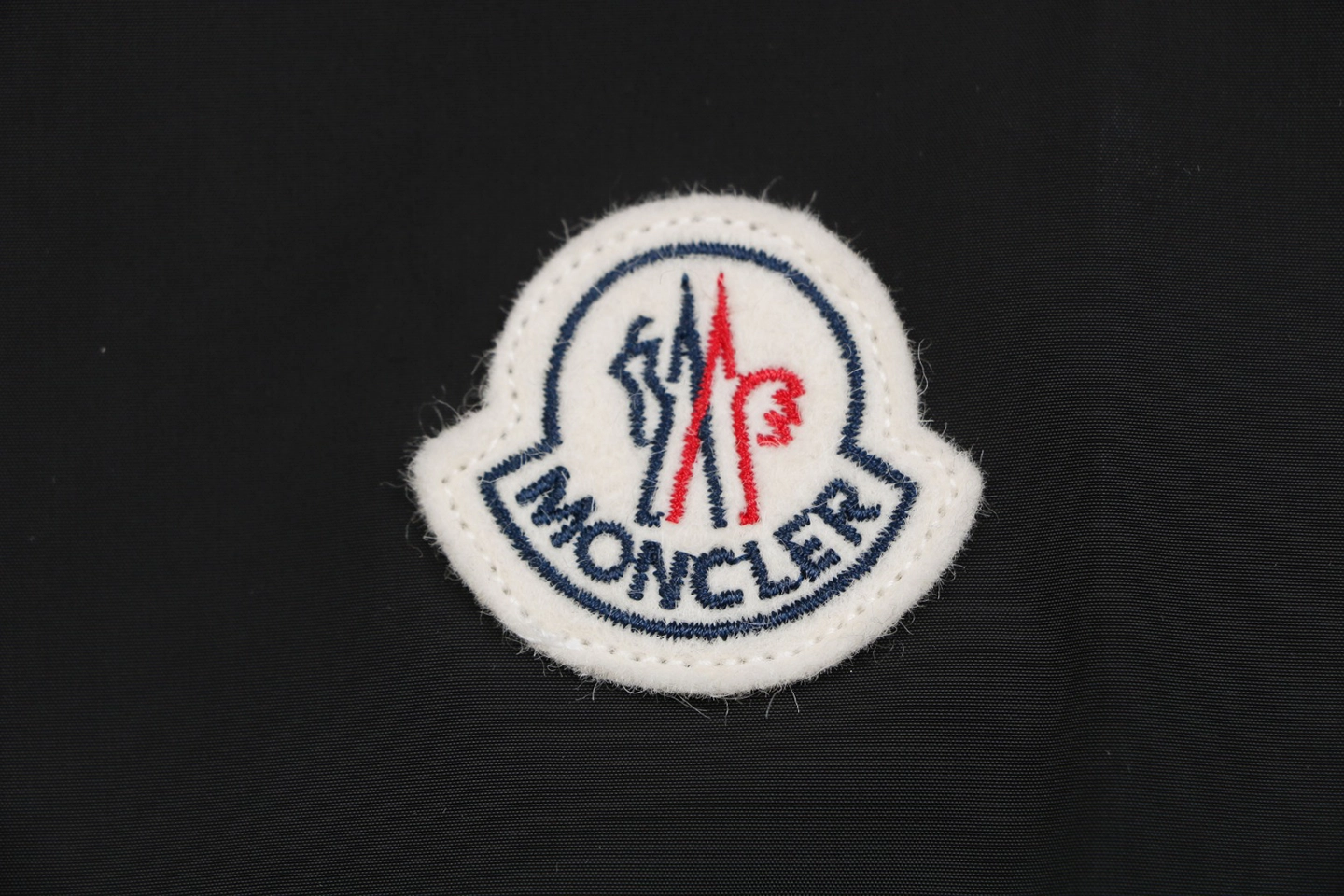 Moncler Logo Patch Nylon Stand Collar Jacket Black Brand