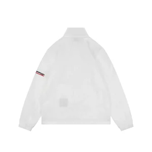 Moncler Logo Patch Nylon Stand Collar Jacket White Back view