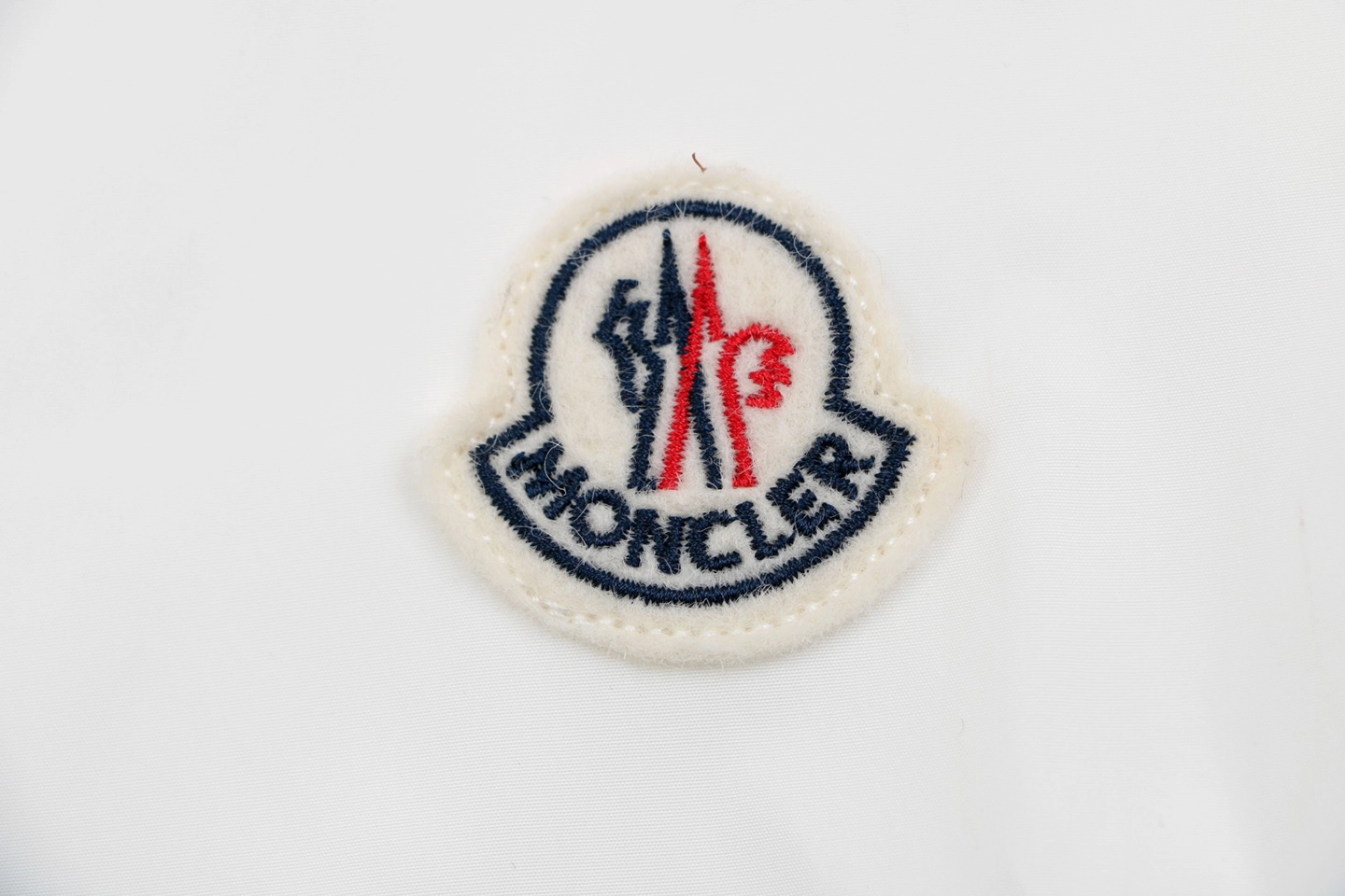 Moncler Logo Patch Nylon Stand Collar Jacket White Brand