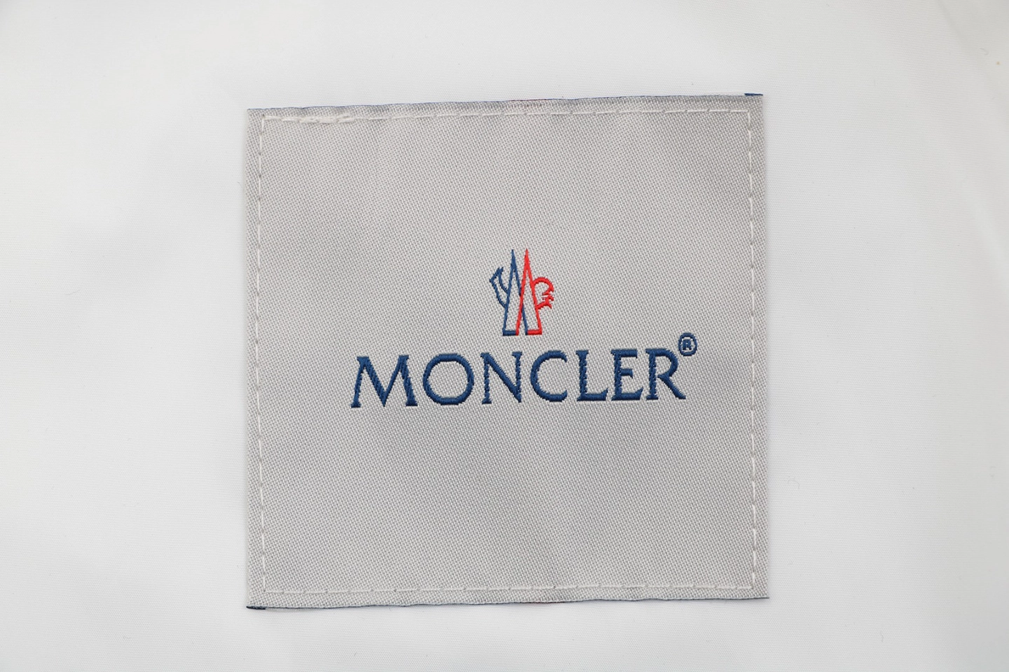 Moncler Logo Patch Nylon Stand Collar Jacket White Brand label