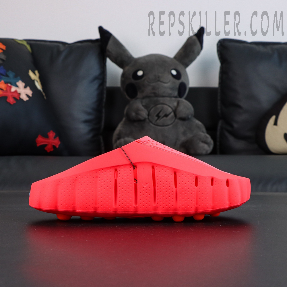 Nike Mind 001 Mule “Solar Red” side profile with streamlined shape and thick sole