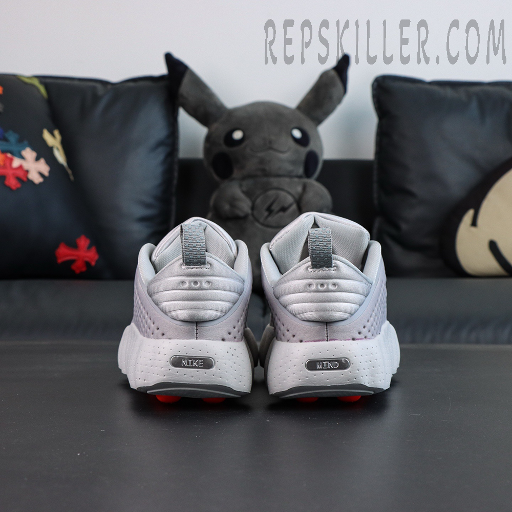 Nike Mind 002 “Light Smoke Grey” heel detail with layered design and pull tab
