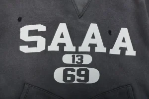 Saint Michael SAAA Vintage Washed Distressed Hoodie Front Print