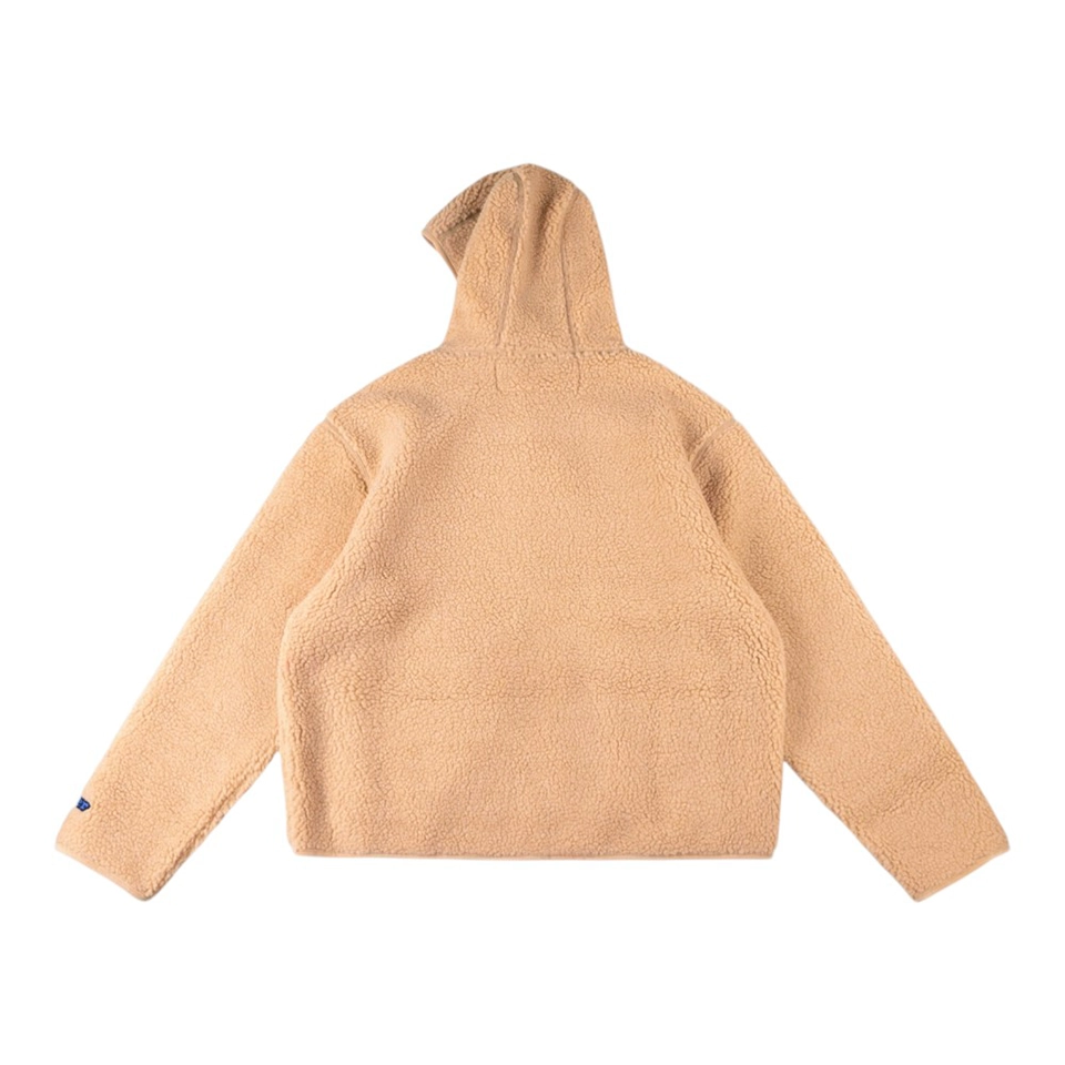 Sp5der Beige Sherpa Fleece Zip Hoodie Back view
