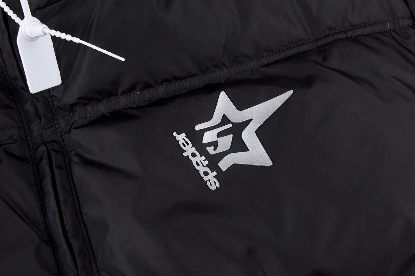 Sp5der Black Star Logo Puffer Jacket9