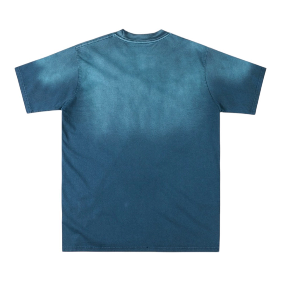 Sp5der Blue Pink Logo Graphic Washed T-Shirt Back view
