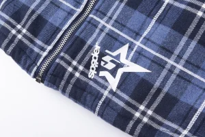 Sp5der Blue Plaid Grey Hood Zip Jacket5