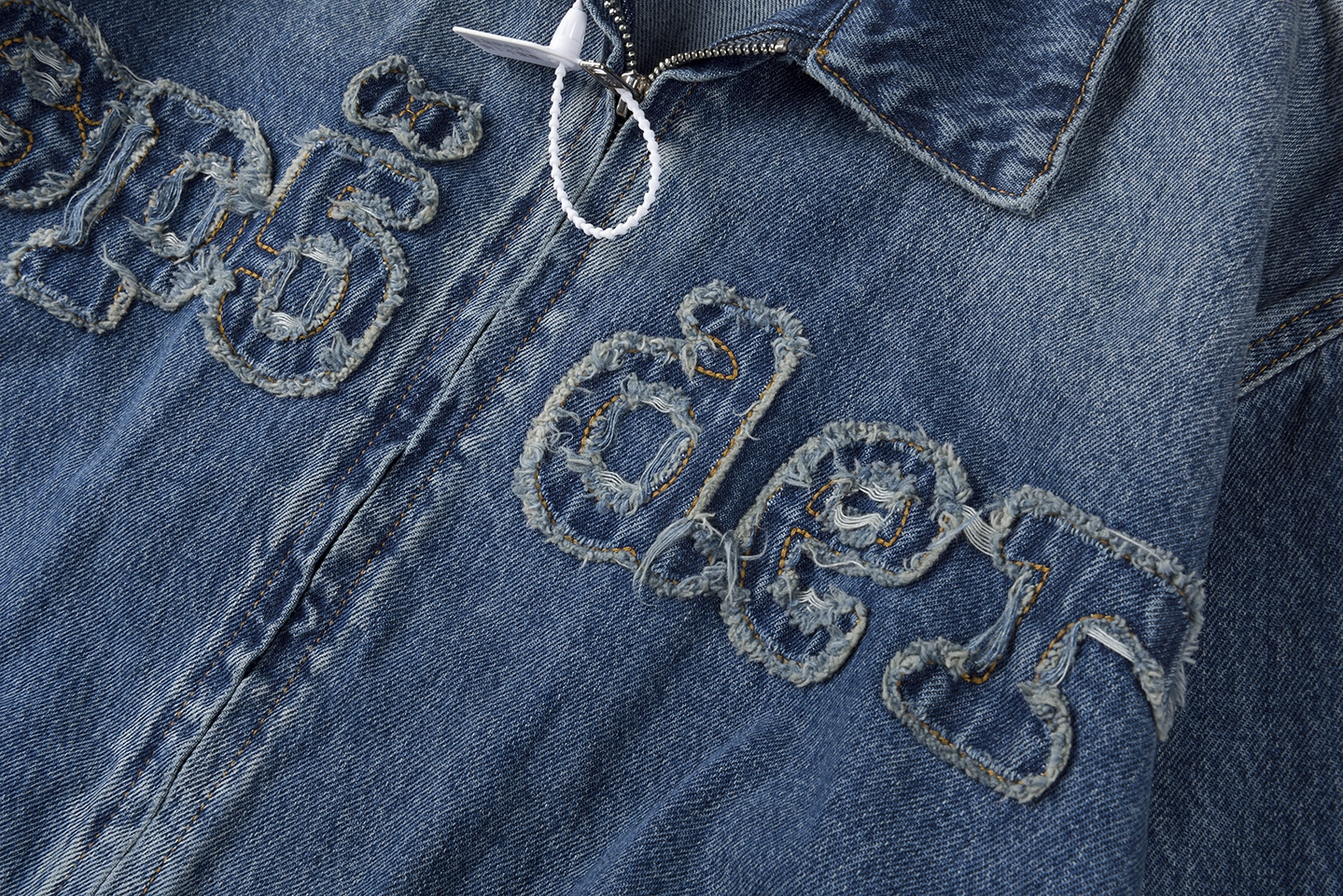 Sp5der Blue Washed Logo Embroidery Denim Jacket9