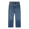 Sp5der Blue Washed Logo Embroidery Denim Jeans