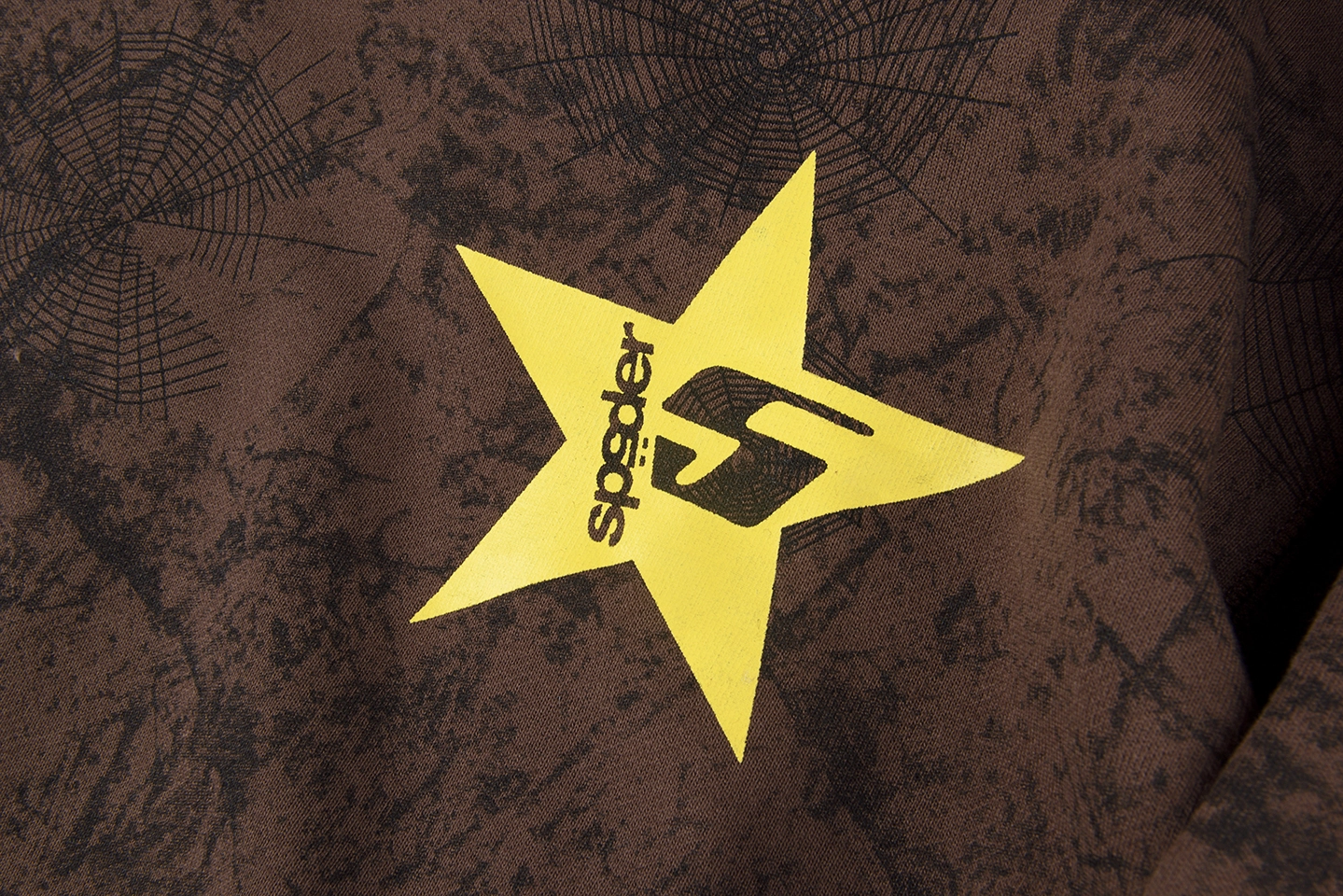 Sp5der Brown Distressed Star “5” Logo Sweatshirt5