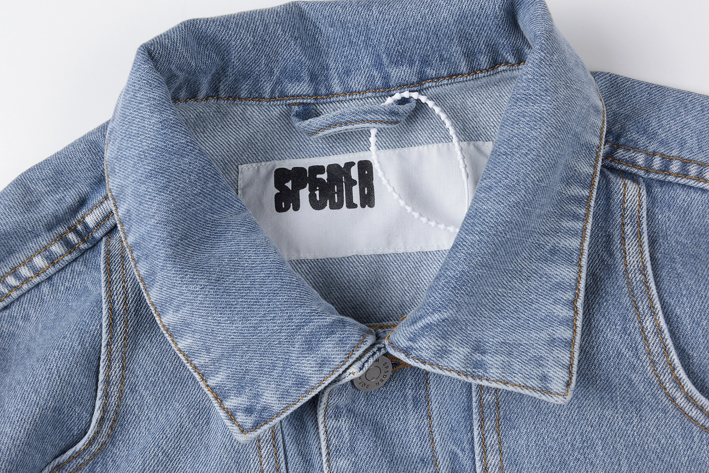 Sp5der Light Blue Red Logo Denim Jacket4