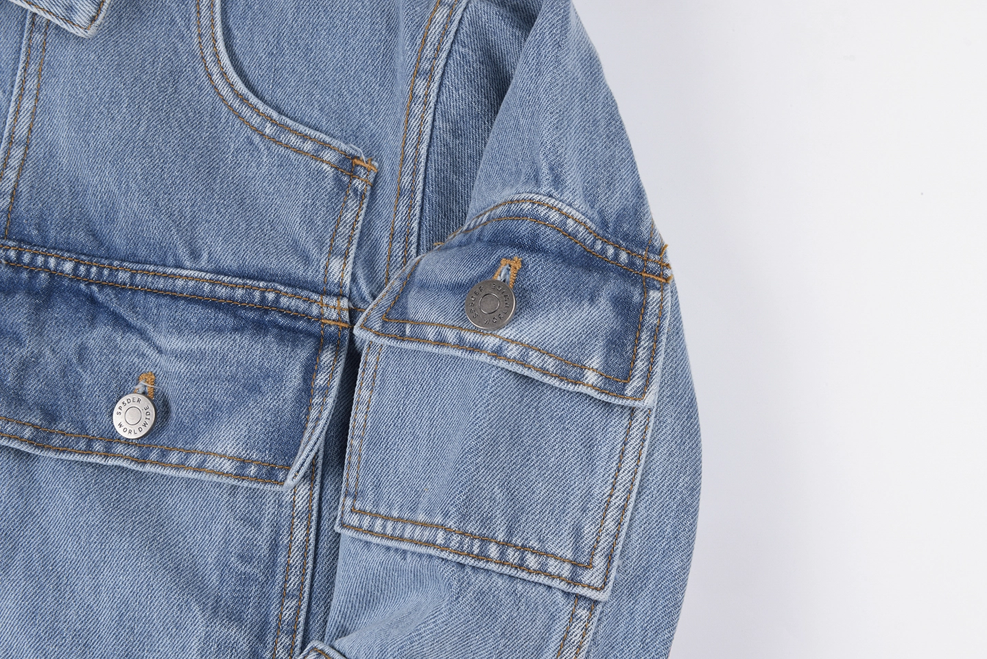 Sp5der Light Blue Red Logo Denim Jacket8