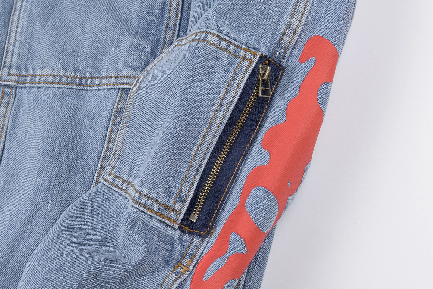 Sp5der Light Blue Red Logo Denim Jacket9
