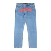 Sp5der Light Blue Red Logo Denim Jeans