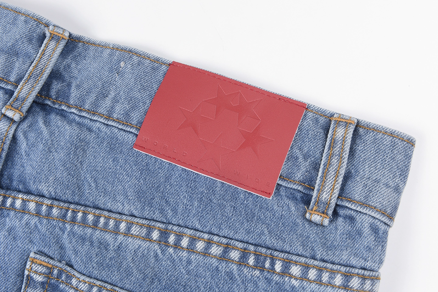 Sp5der Light Blue Red Logo Denim Jeans8