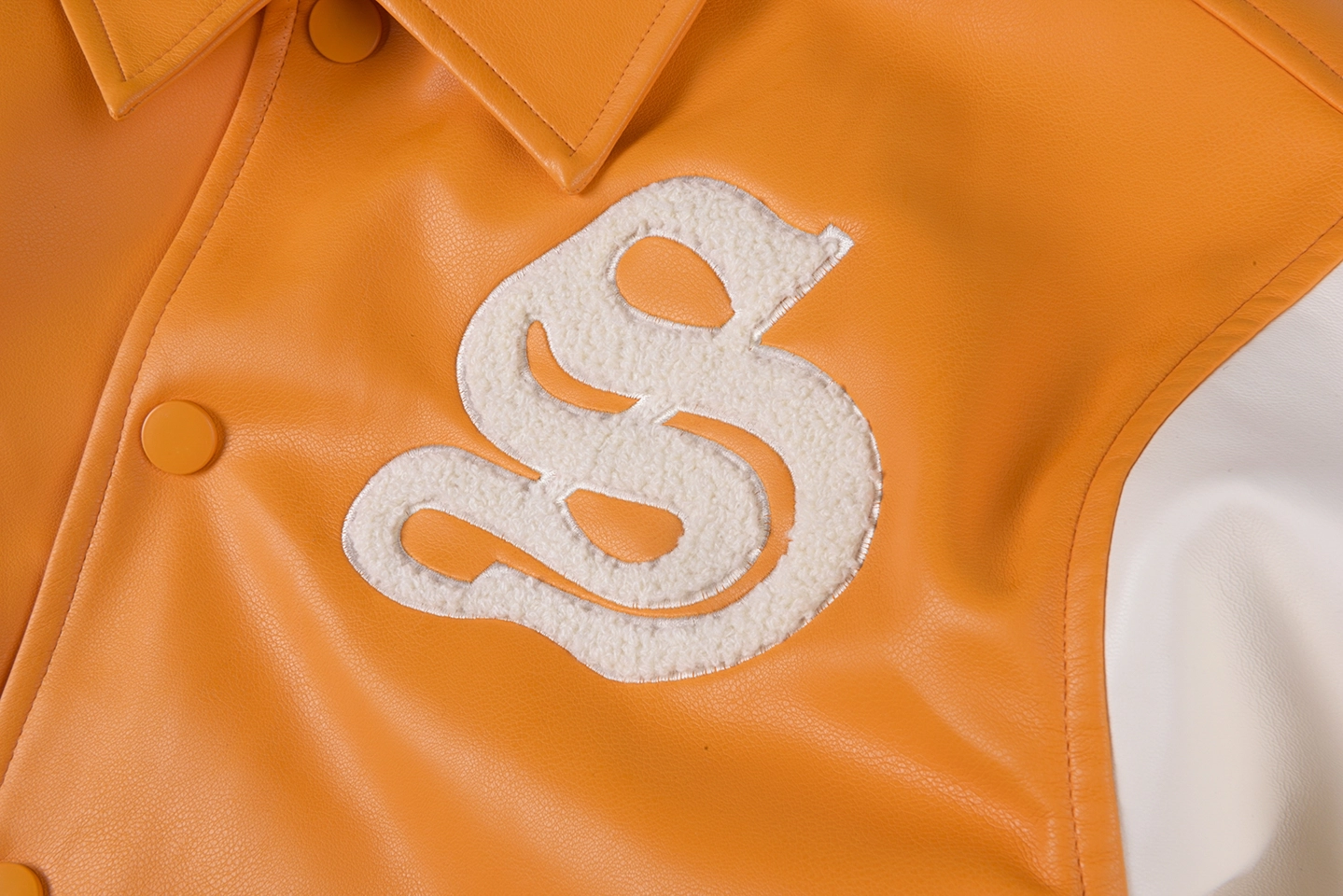 Sp5der Orange White S Logo Varsity Jacket2