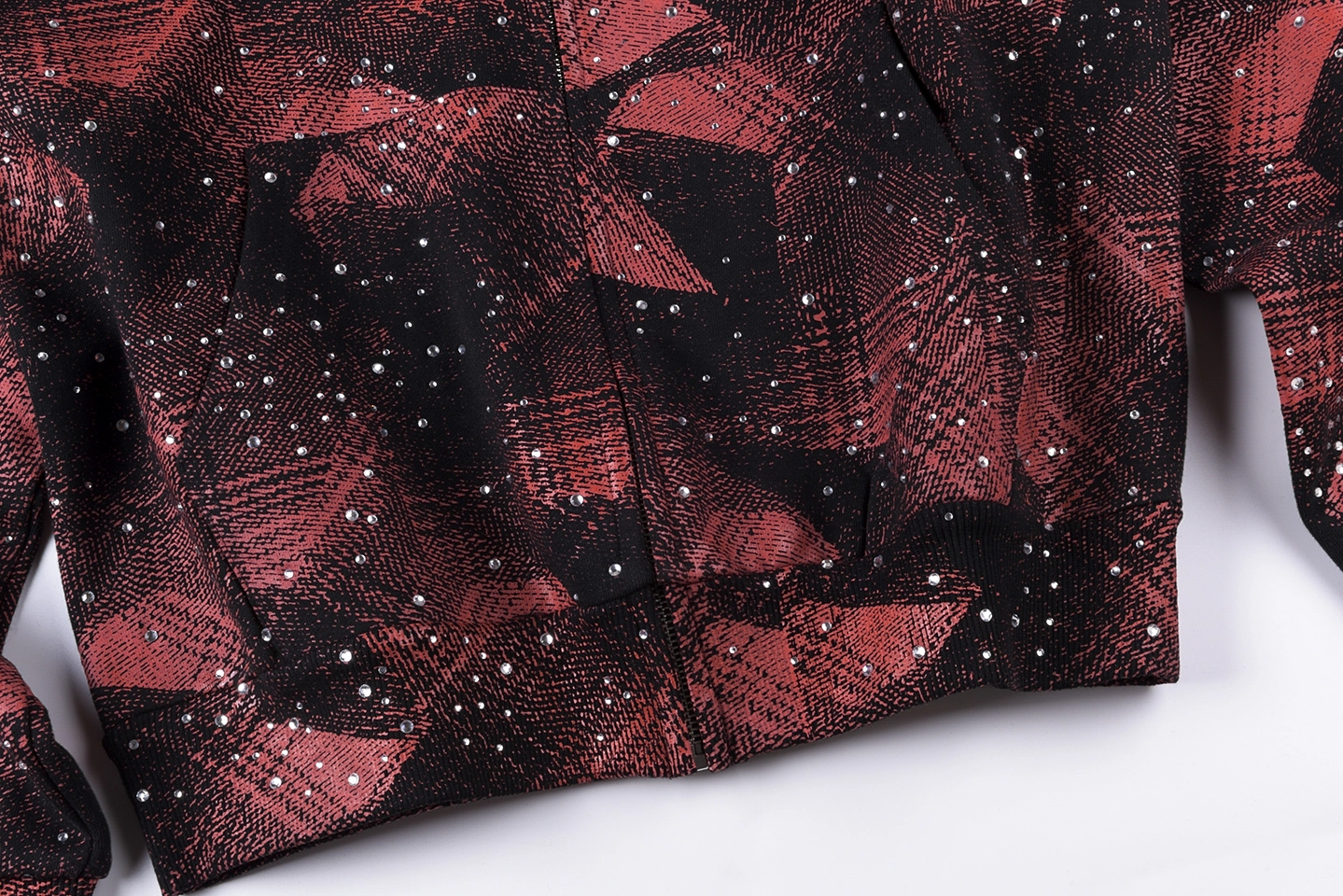Sp5der Red Black All-Over Print Zip Hoodie1