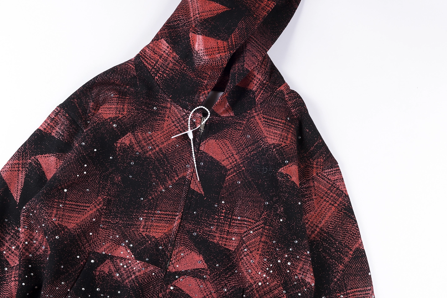Sp5der Red Black All-Over Print Zip Hoodie3