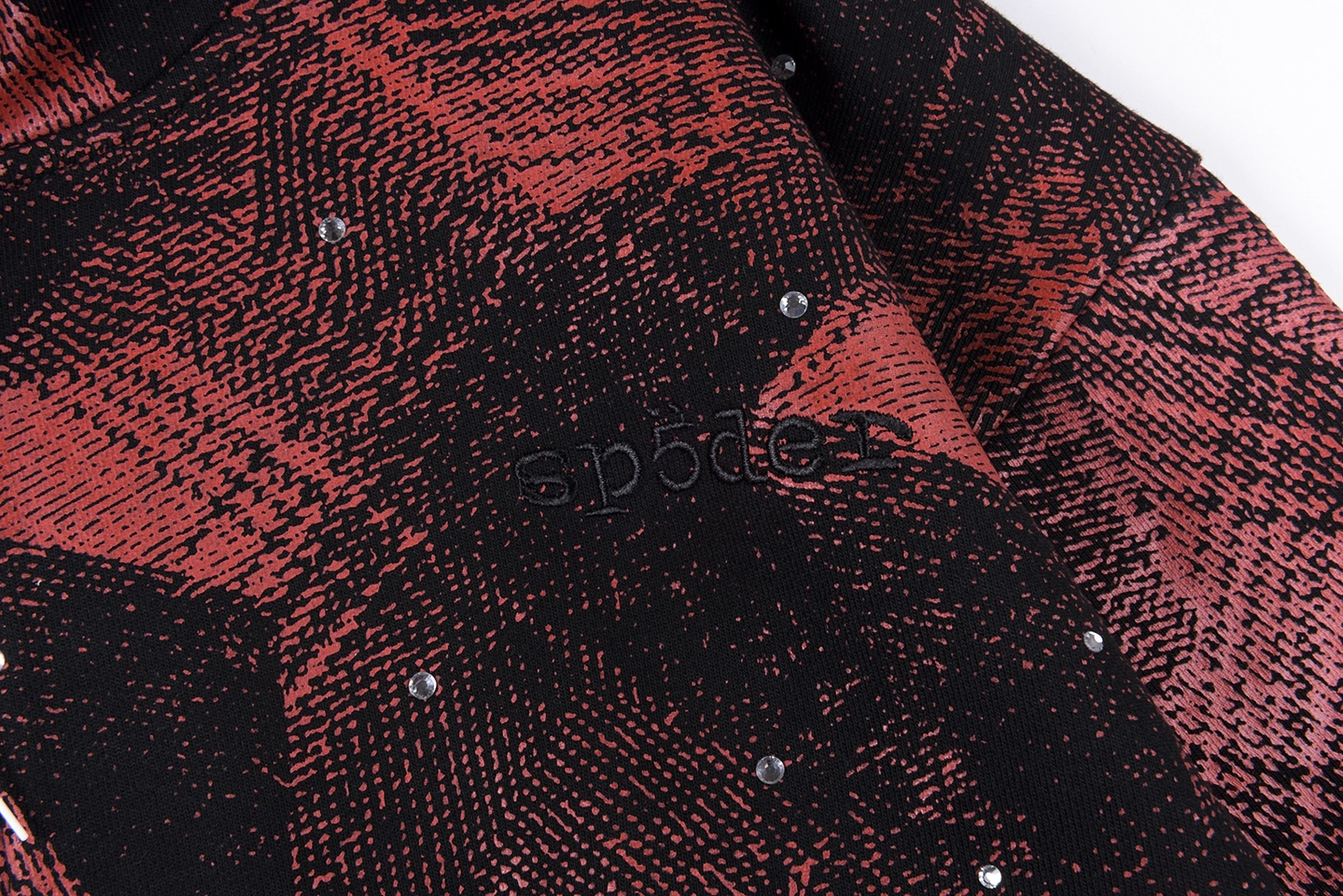 Sp5der Red Black All-Over Print Zip Hoodie4