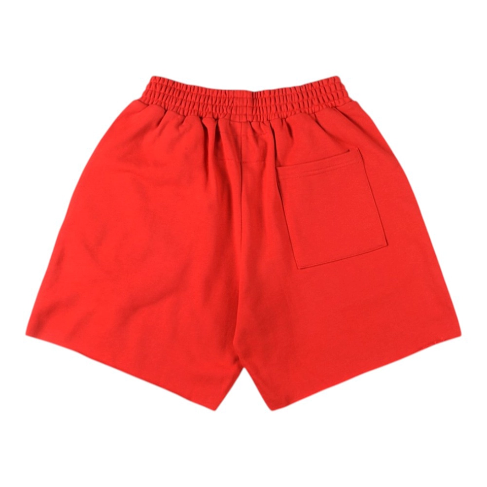 Sp5der Red Embroidered Logo Sweat Shorts Back view