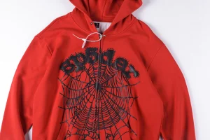 Sp5der Red Web Graphic Zip Hoodie10