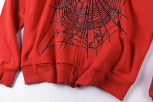 Sp5der Red Web Graphic Zip Hoodie6