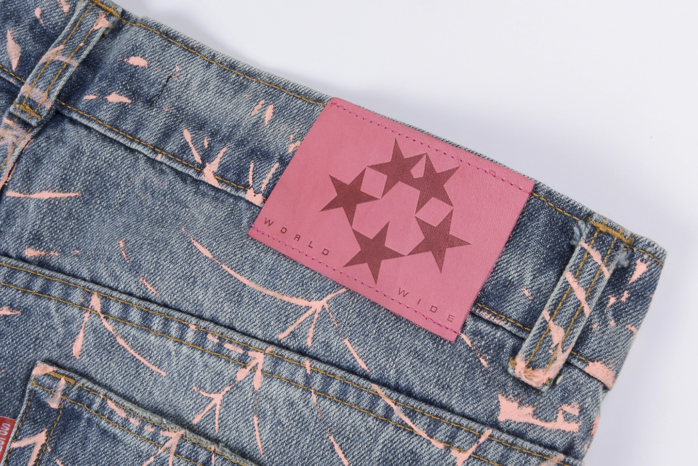 Sp5der Washed Denim Pink Web Jeans10