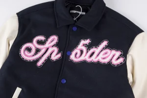 Sp5der Worldwide Pink Logo Varsity Jacket8