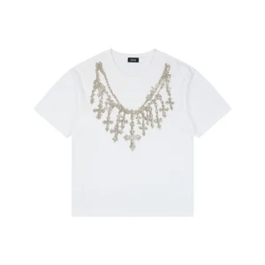 We11done Cross Necklace Graphic T-Shirt White Front view