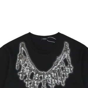 We11done Cross Necklace Graphic T-Shirt Black