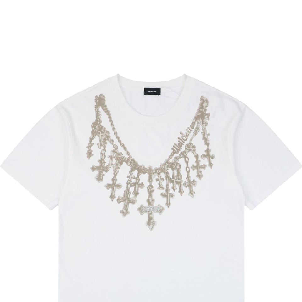 We11done Cross Necklace Graphic T-Shirt White