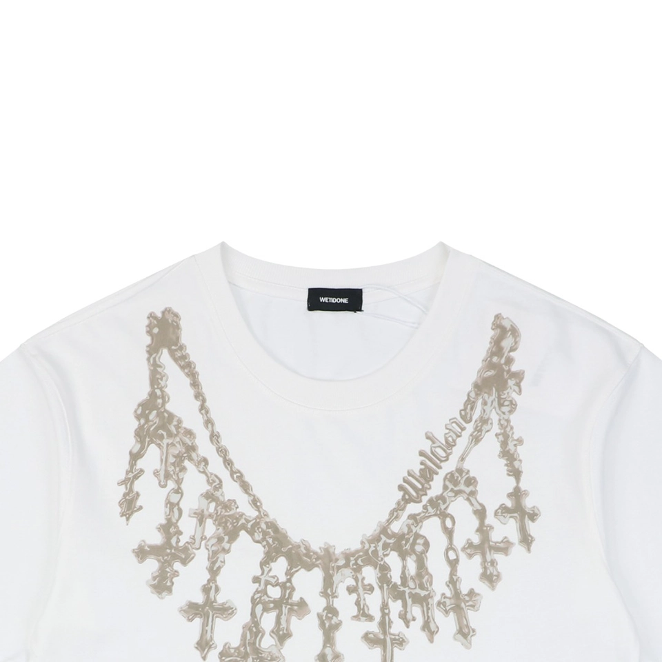 We11done Cross Necklace Graphic T-Shirt White