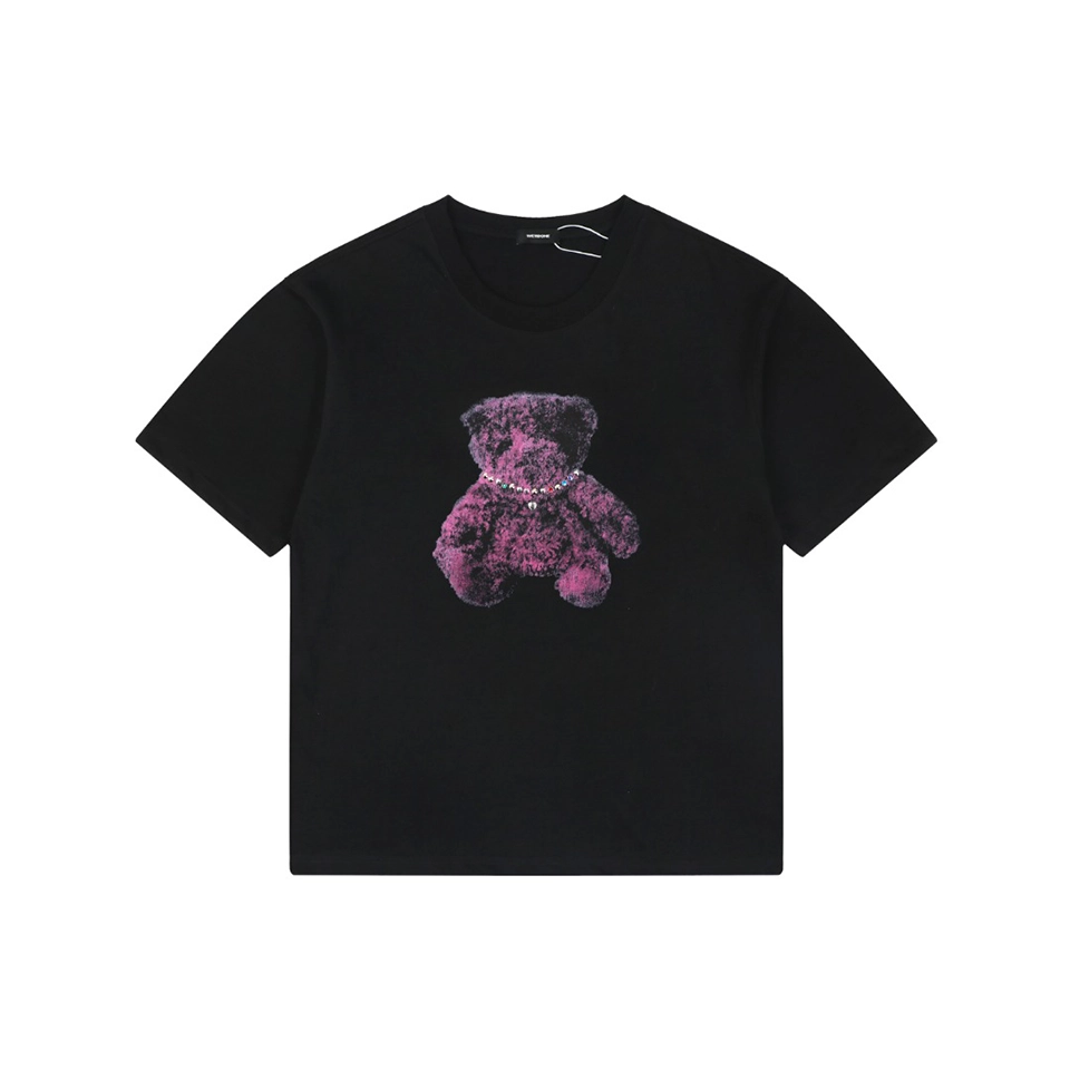 We11done Teddy Bear Graphic T-Shirt Black Front view
