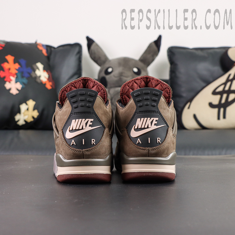 A Ma Maniére x Air Jordan 4 heel view with classic NIKE AIR logo