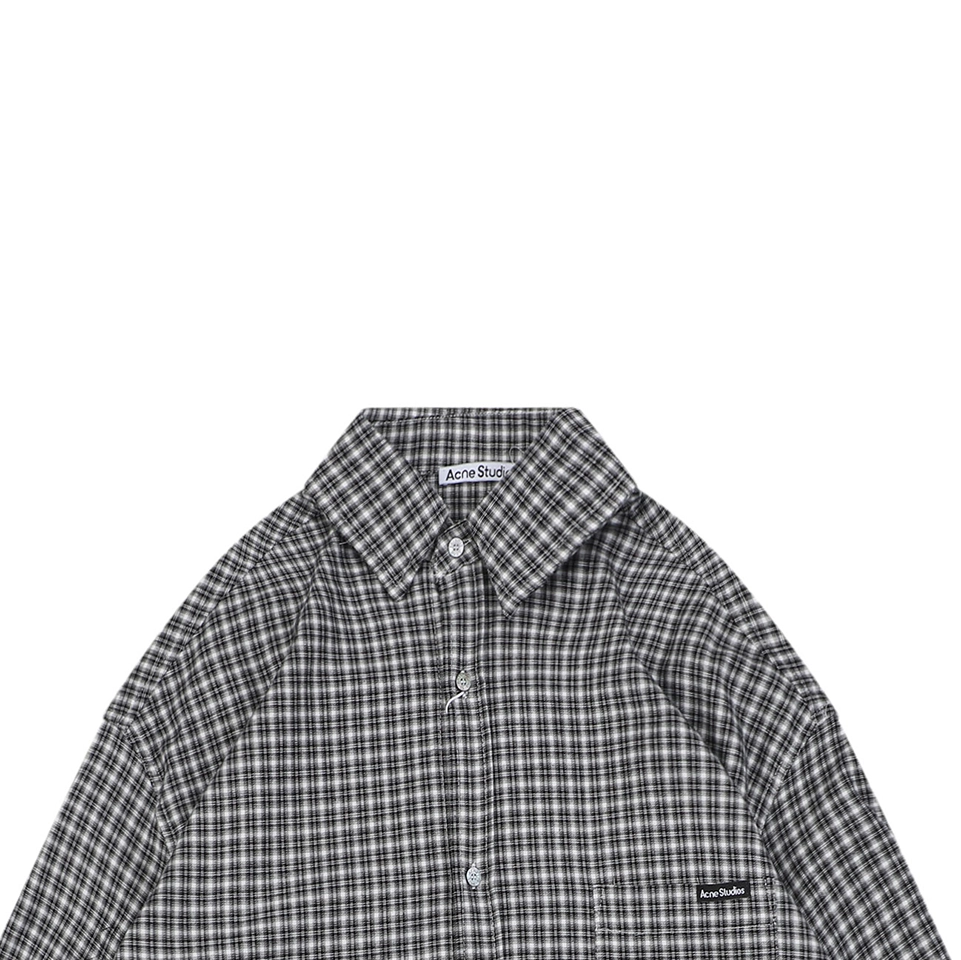 Acne Studios Black Grey Plaid Precision Matching Flannel Shirt