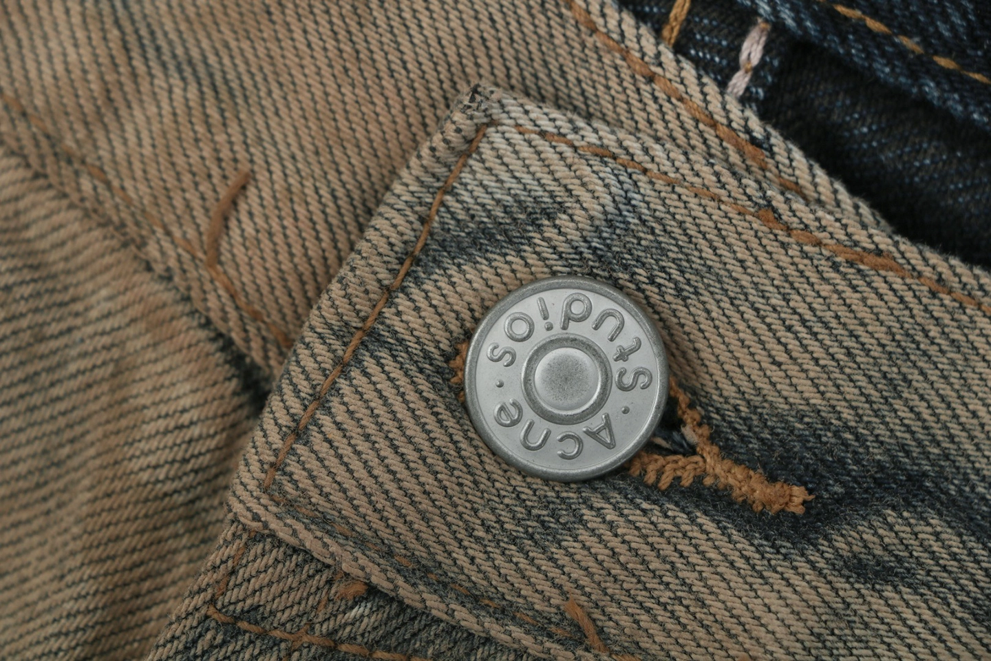 Acne Studios Mud-Dyed Wide-Leg Jeans Button