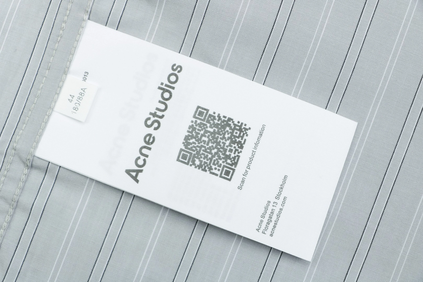 Acne Studios Precision Stripe Matching Oversized Cotton Shirt Wash label