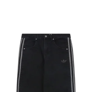 Adidas Originals Three Stripe Wide-Leg Denim Pants Black