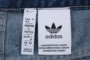 Adidas Originals Three Stripe Wide-Leg Denim Pants Blue Wash label