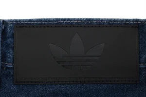 Adidas Originals Three Stripe Wide-Leg Denim Pants Blue Brand label