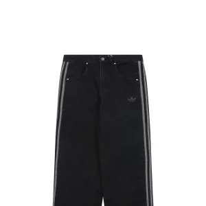 Adidas Originals Three Stripe Wide-Leg Denim Pants Black