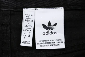 Adidas Originals Three Stripe Wide-Leg Denim Pants Black Wash label