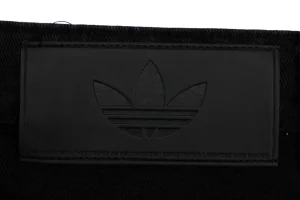 Adidas Originals Three Stripe Wide-Leg Denim Pants Black Brand label