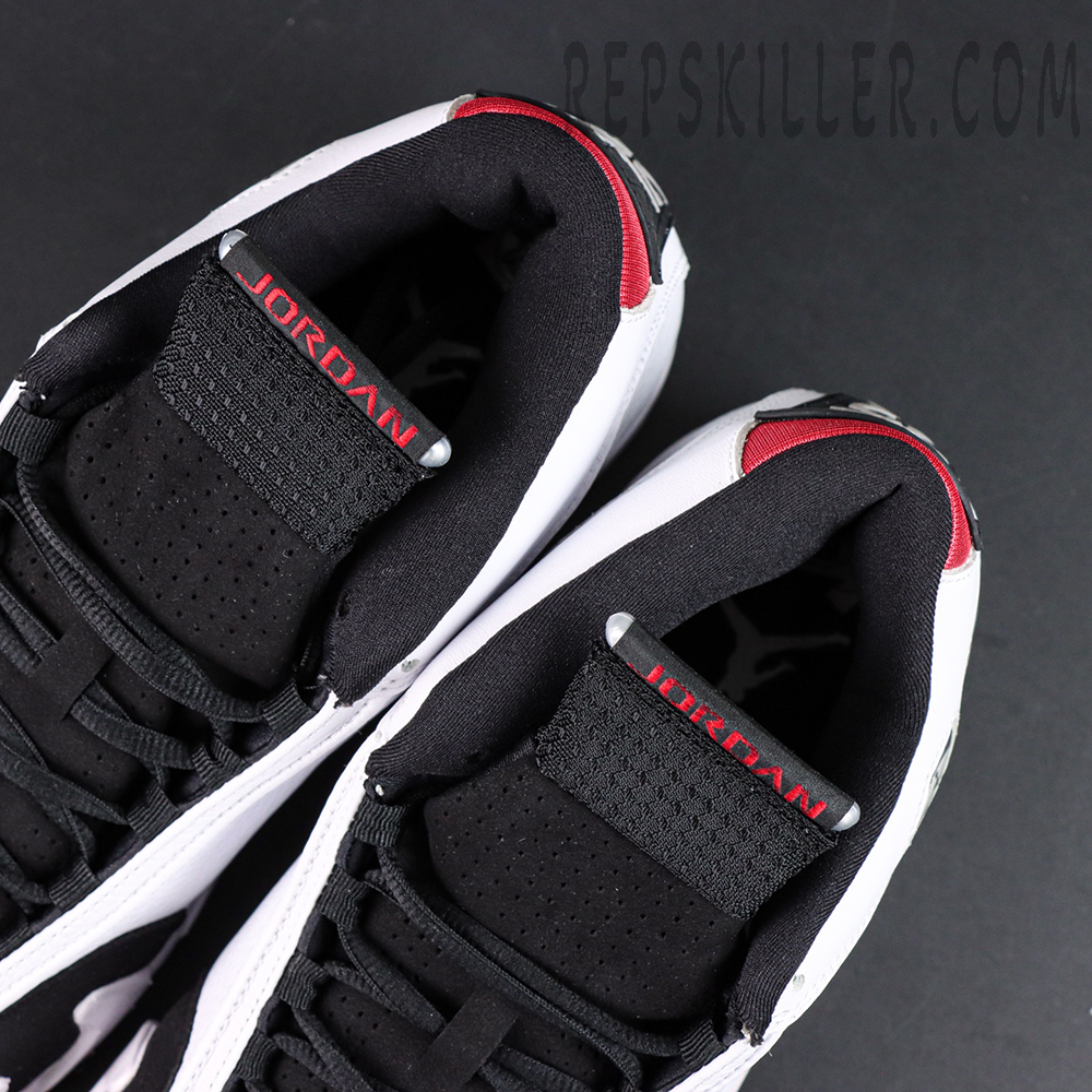 Air Jordan 14 tongue detail with JORDAN branding and breathable construction