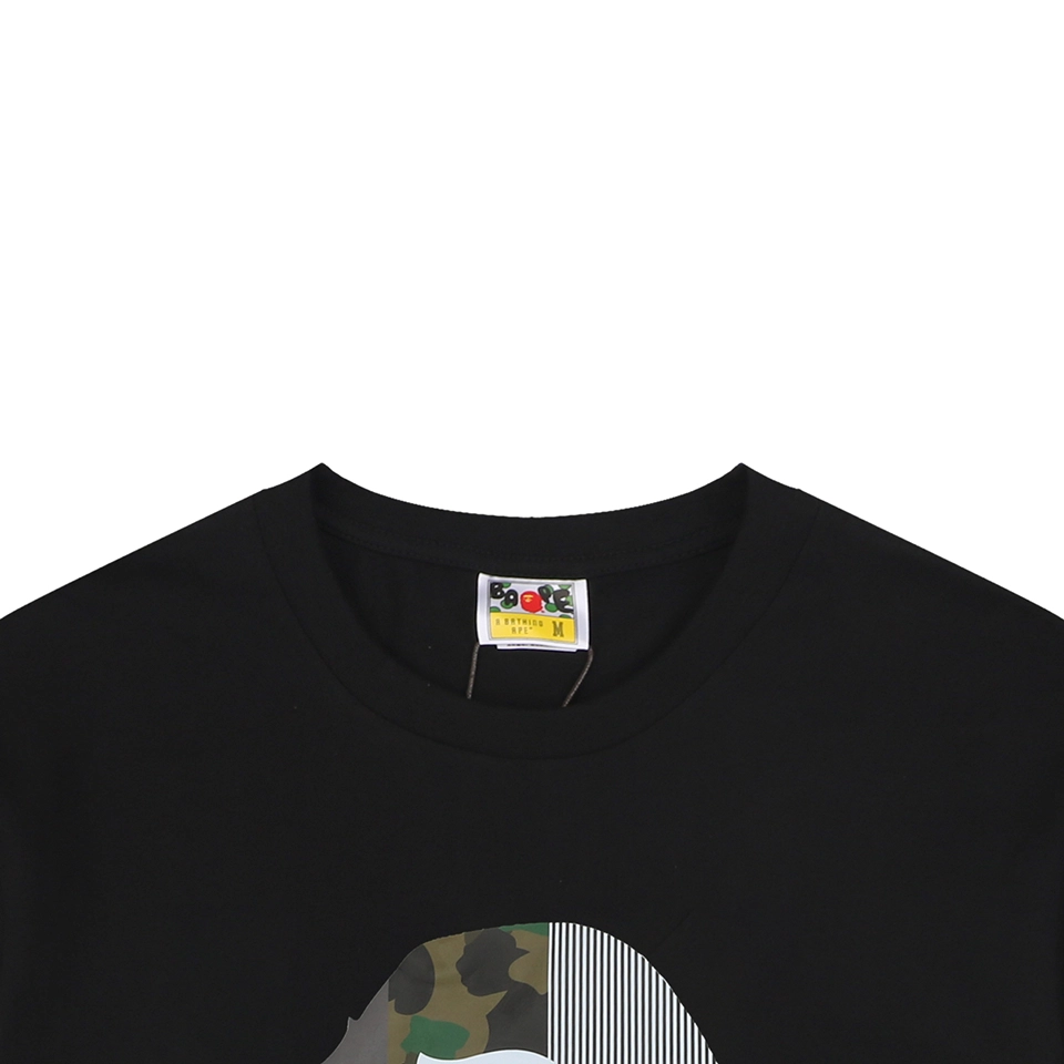 BAPE Camo Ape Head Patchwork Print T-Shirt Black